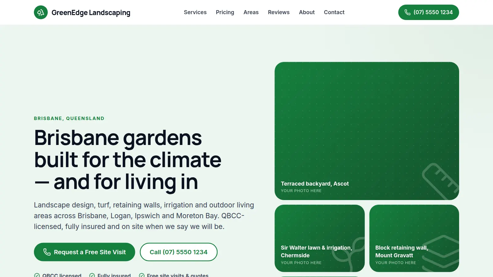 Preview of the GreenEdge Landscaping — Brisbane, QLD demo website