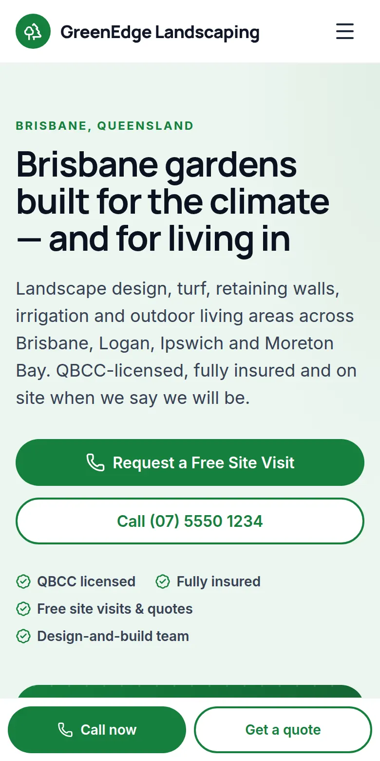 Preview of the GreenEdge Landscaping demo website