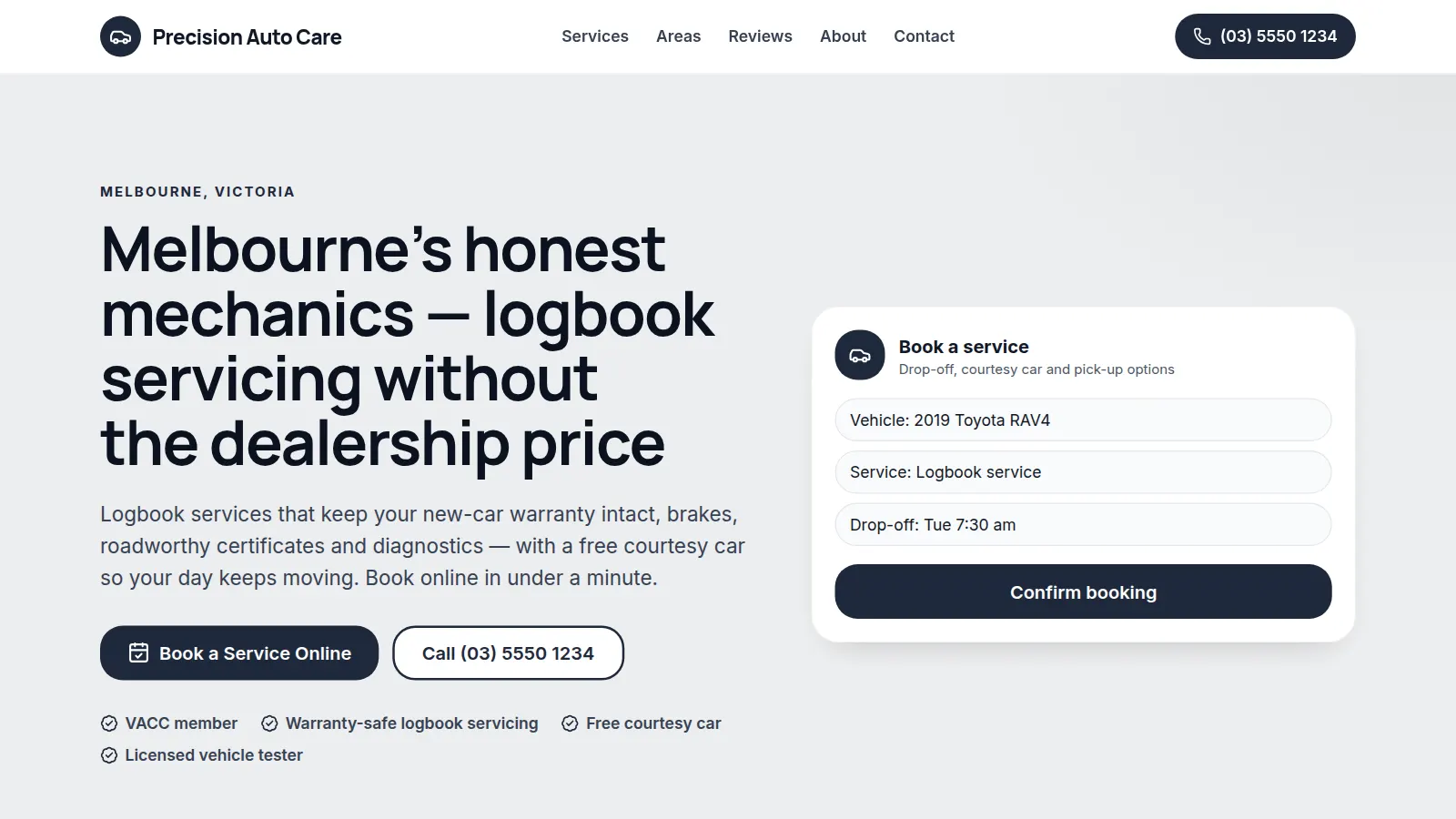 Preview of the Precision Auto Care — Melbourne, VIC demo website