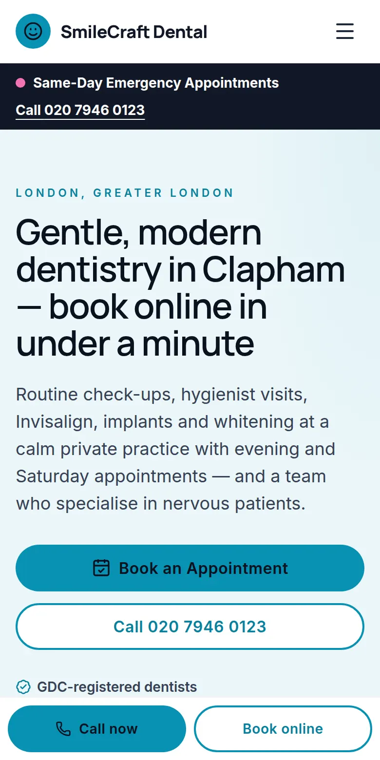 Preview of the SmileCraft Dental demo website