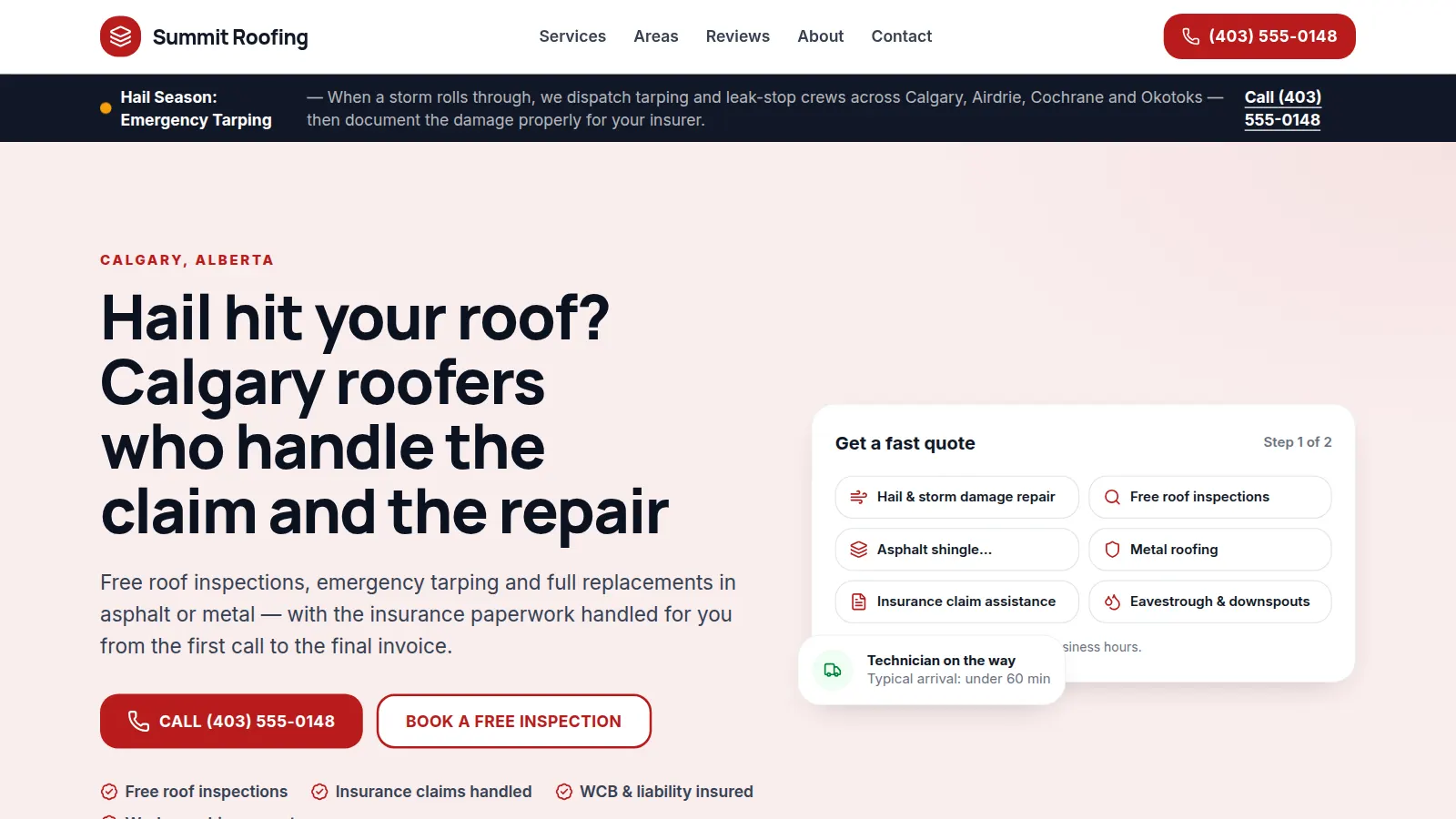 Preview of the Summit Roofing — Calgary, AB demo website