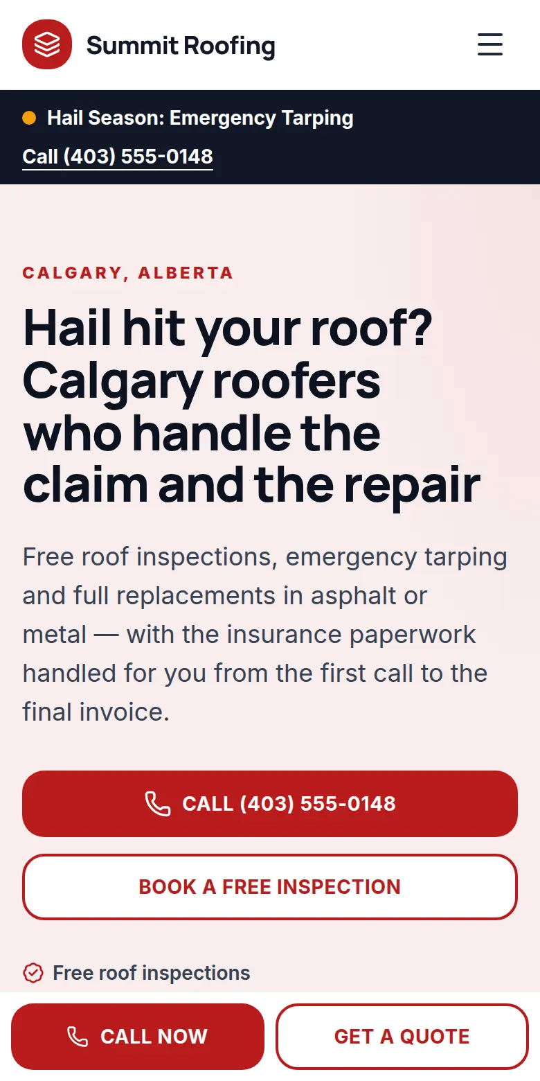 Preview of the Summit Roofing demo website