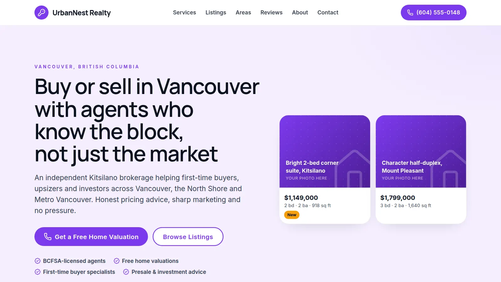 Preview of the UrbanNest Realty — Vancouver, BC demo website