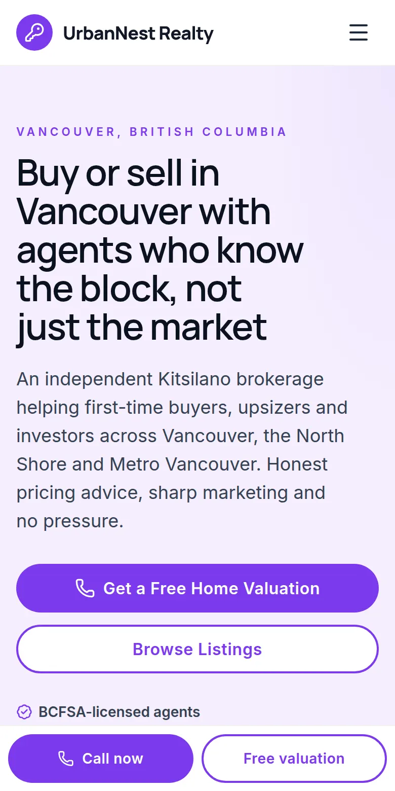 Preview of the UrbanNest Realty demo website